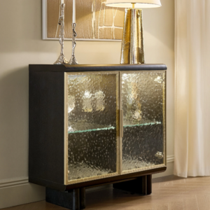 Two Door Buffet Cabinet with LED Lighting and Glass Shelves