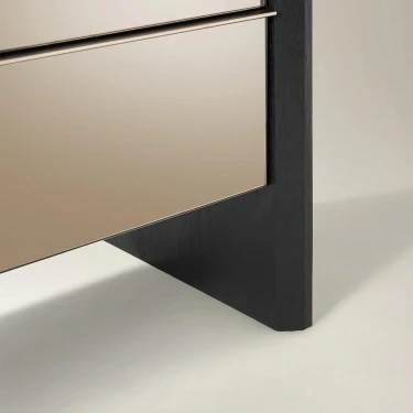 Bookcase with Mirrored Doors and Open Display Shelves