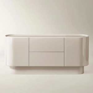 Buffet Cabinet with Glass Top and Soft Close Storage