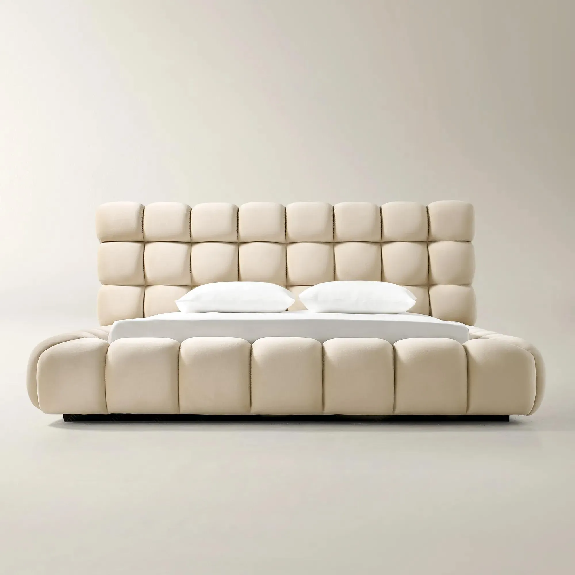 Tufted Upholstered Platform Bed with Velvet Finish