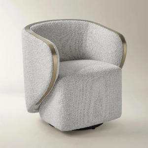 Boucle Swivel Chair with Water Repellent Upholstery