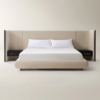 Upholstered Platform Bed with Integrated Nightstands and Power Outlets