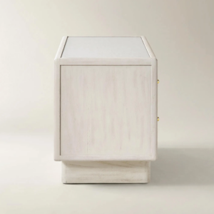 Two Drawer Nightstand with Pearl Lacquer Top and Soft Close Drawers