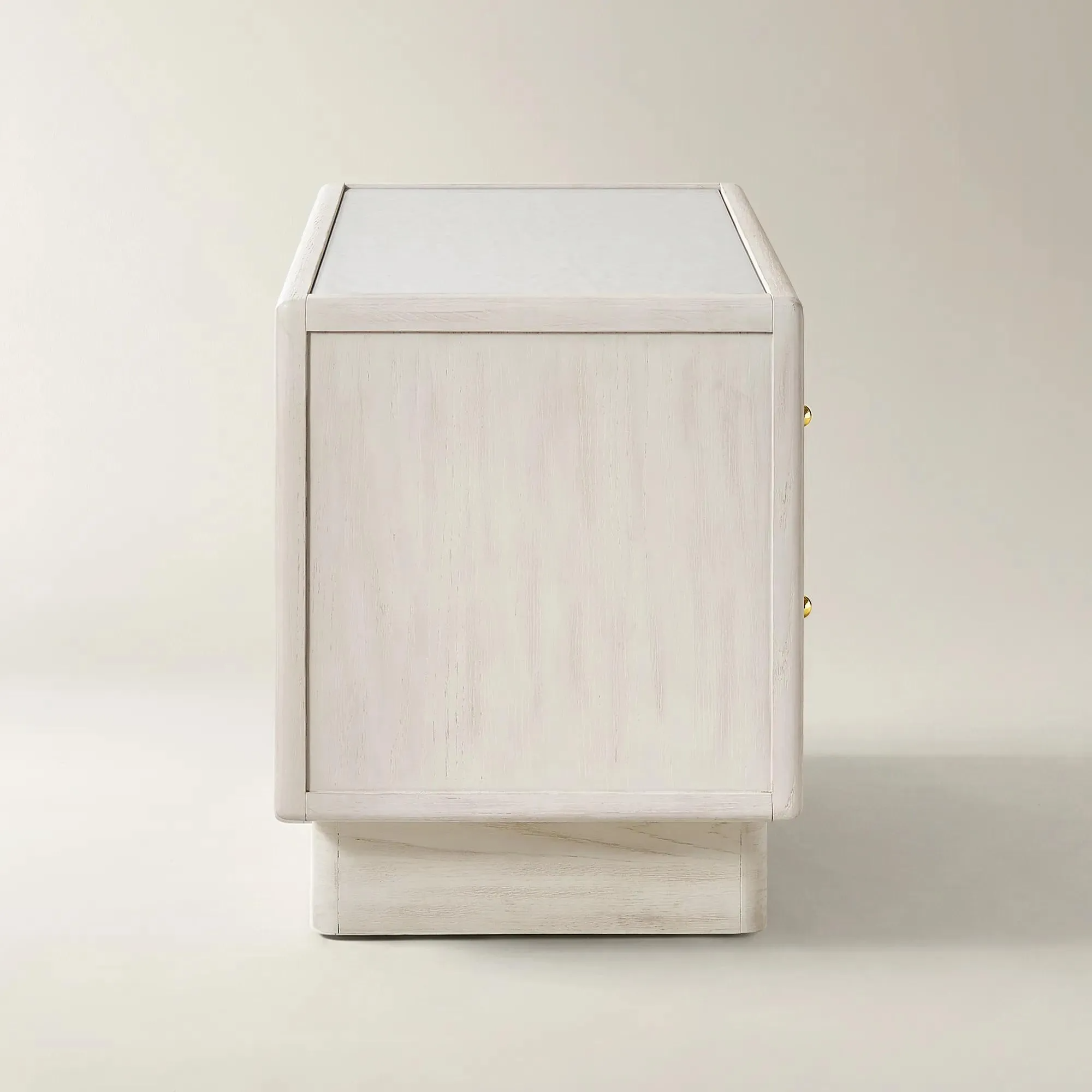 Two Drawer Nightstand with Pearl Lacquer Top and Soft Close Drawers