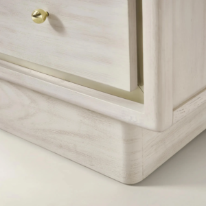 Two Drawer Nightstand with Pearl Lacquer Top and Soft Close Drawers