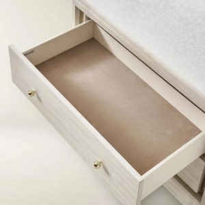Two Drawer Nightstand with Pearl Lacquer Top and Soft Close Drawers
