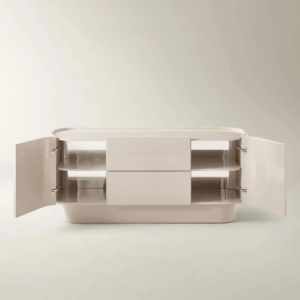Buffet Cabinet with Glass Top and Soft Close Storage