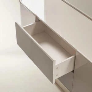 Buffet Cabinet with Glass Top and Soft Close Storage