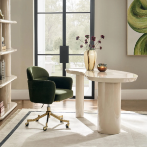Office Desk with Lacquer Finish and Engineered Wood Frame