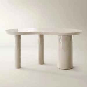 Office Desk with Lacquer Finish and Engineered Wood Frame