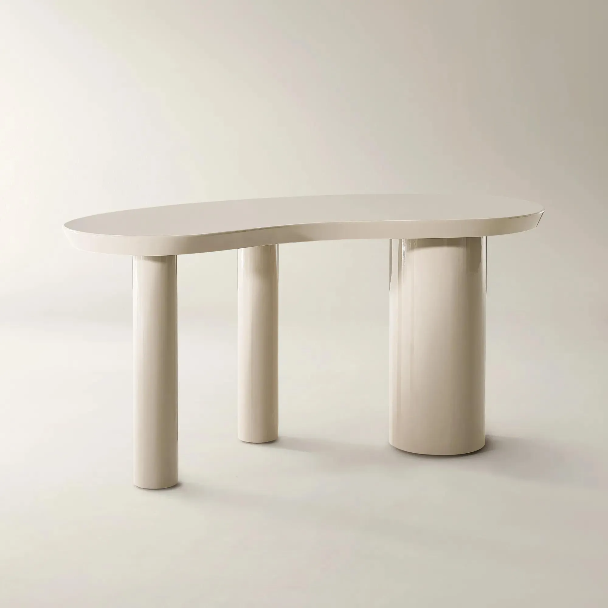 Office Desk with Lacquer Finish and Engineered Wood Frame