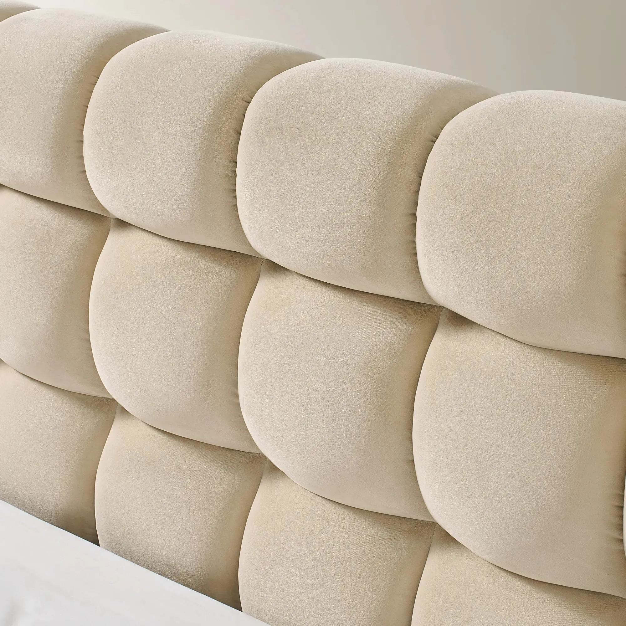 Tufted Upholstered Platform Bed with Velvet Finish