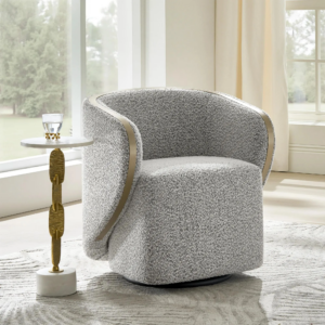 Boucle Swivel Chair with Water Repellent Upholstery