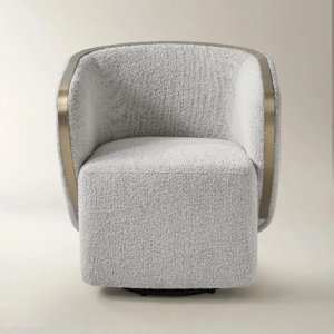 Boucle Swivel Chair with Water Repellent Upholstery