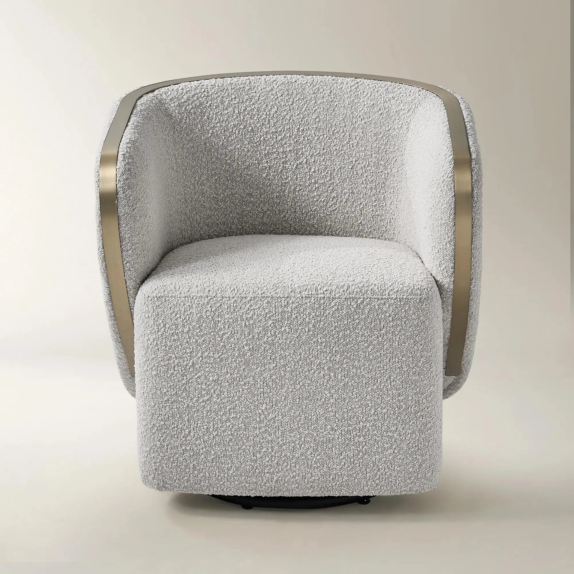 Boucle Swivel Chair with Water Repellent Upholstery