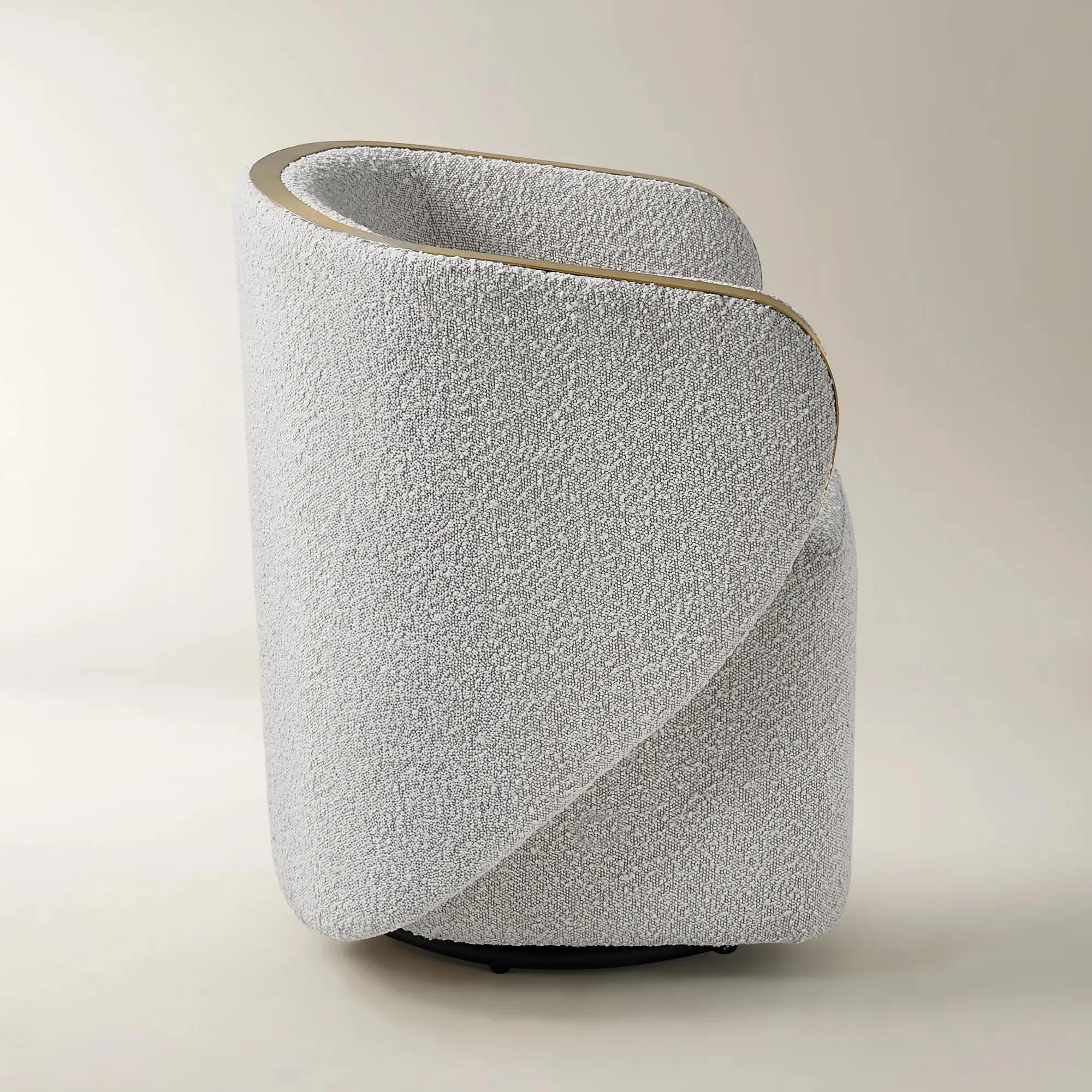 Boucle Swivel Chair with Water Repellent Upholstery
