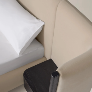 Upholstered Platform Bed with Integrated Nightstands and Power Outlets