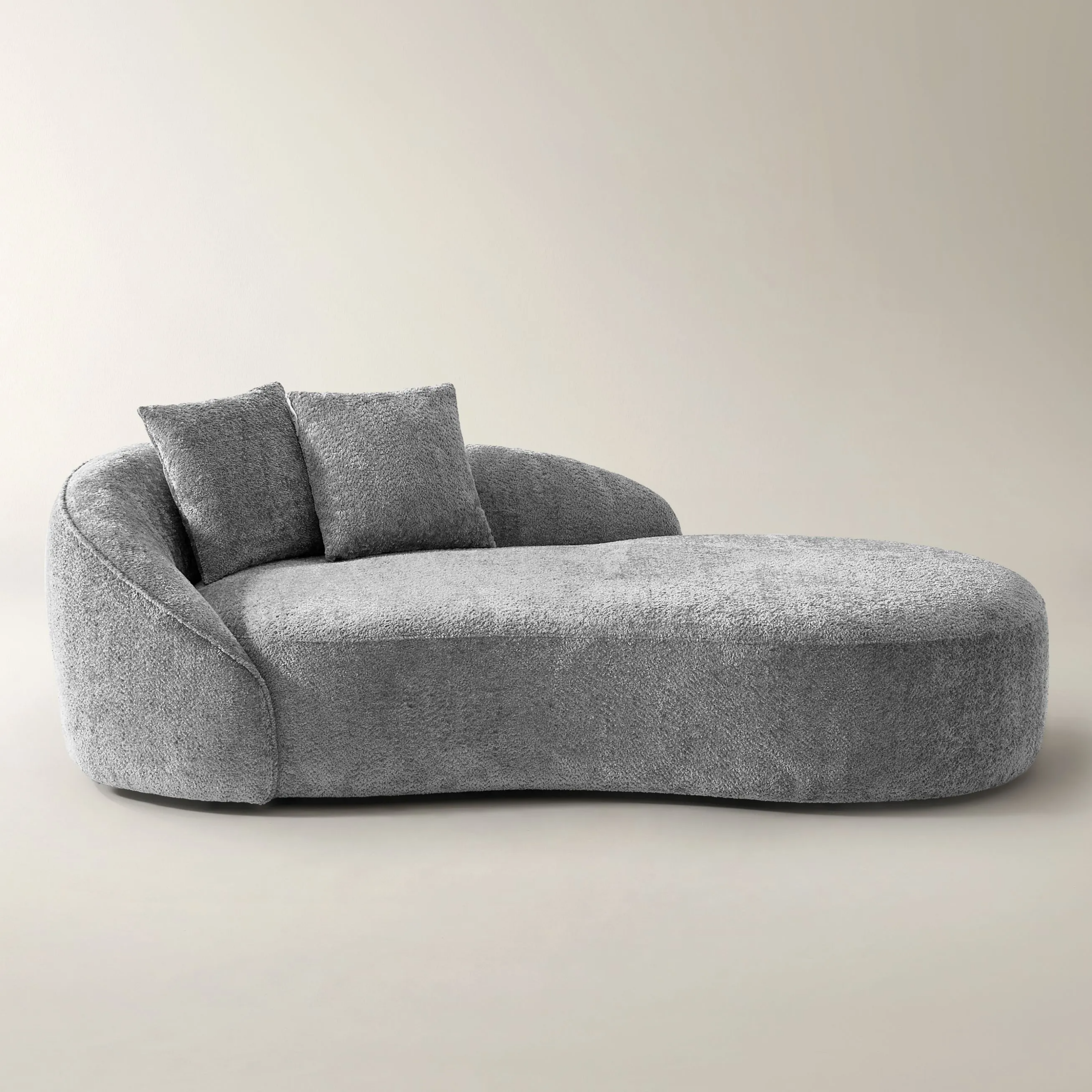 Chenille Chaise Lounge with Foam Cushions and Wood Frame