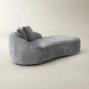 Chenille Chaise Lounge with Foam Cushions and Wood Frame
