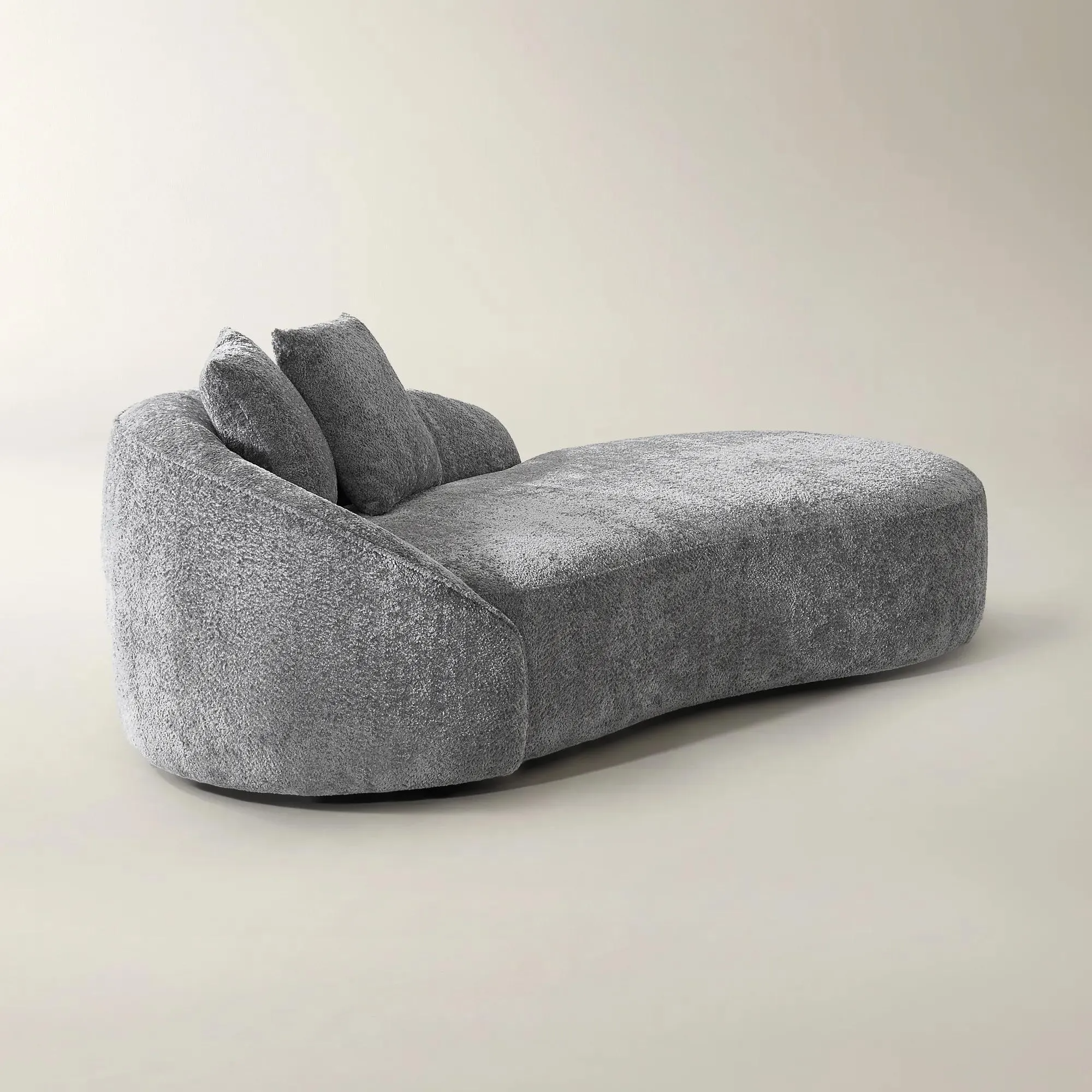 Chenille Chaise Lounge with Foam Cushions and Wood Frame