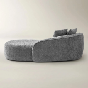 Chenille Chaise Lounge with Foam Cushions and Wood Frame