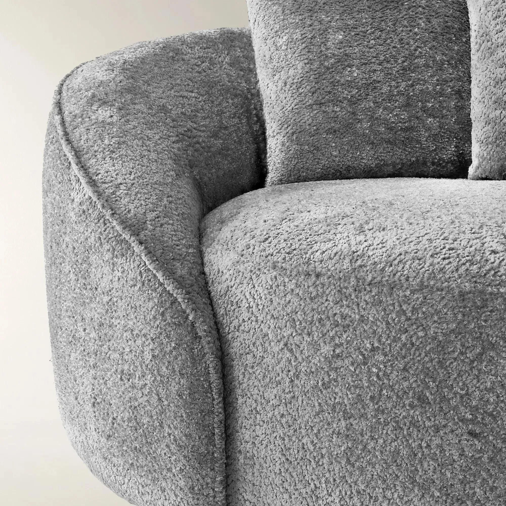 Chenille Chaise Lounge with Foam Cushions and Wood Frame