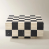 Square Marble Coffee Table with Checkerboard Stone Design
