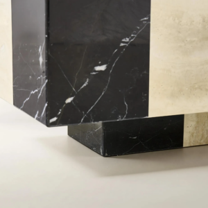 Square Marble Coffee Table with Checkerboard Stone Design