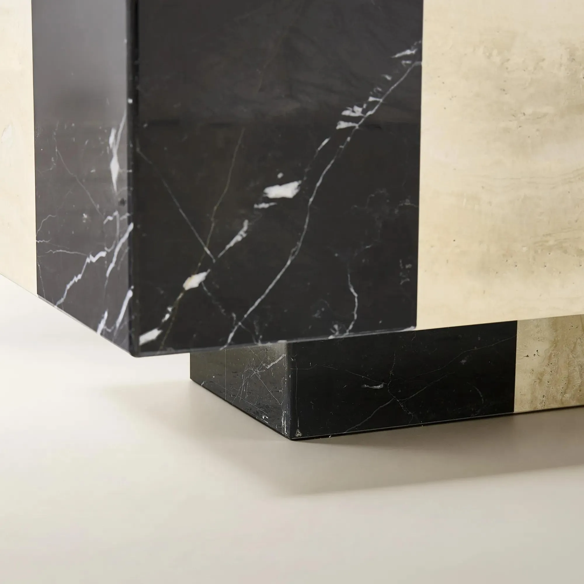 Square Marble Coffee Table with Checkerboard Stone Design