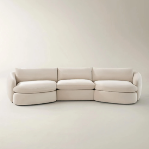 Curved Velvet Sectional Sofa with Feather Blend Cushions