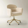 Desk Swivel Chair with Velvet Upholstery and Adjustable Height