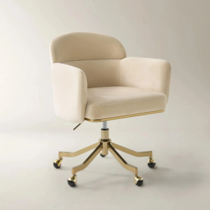 Desk Swivel Chair with Velvet Upholstery and Adjustable Height