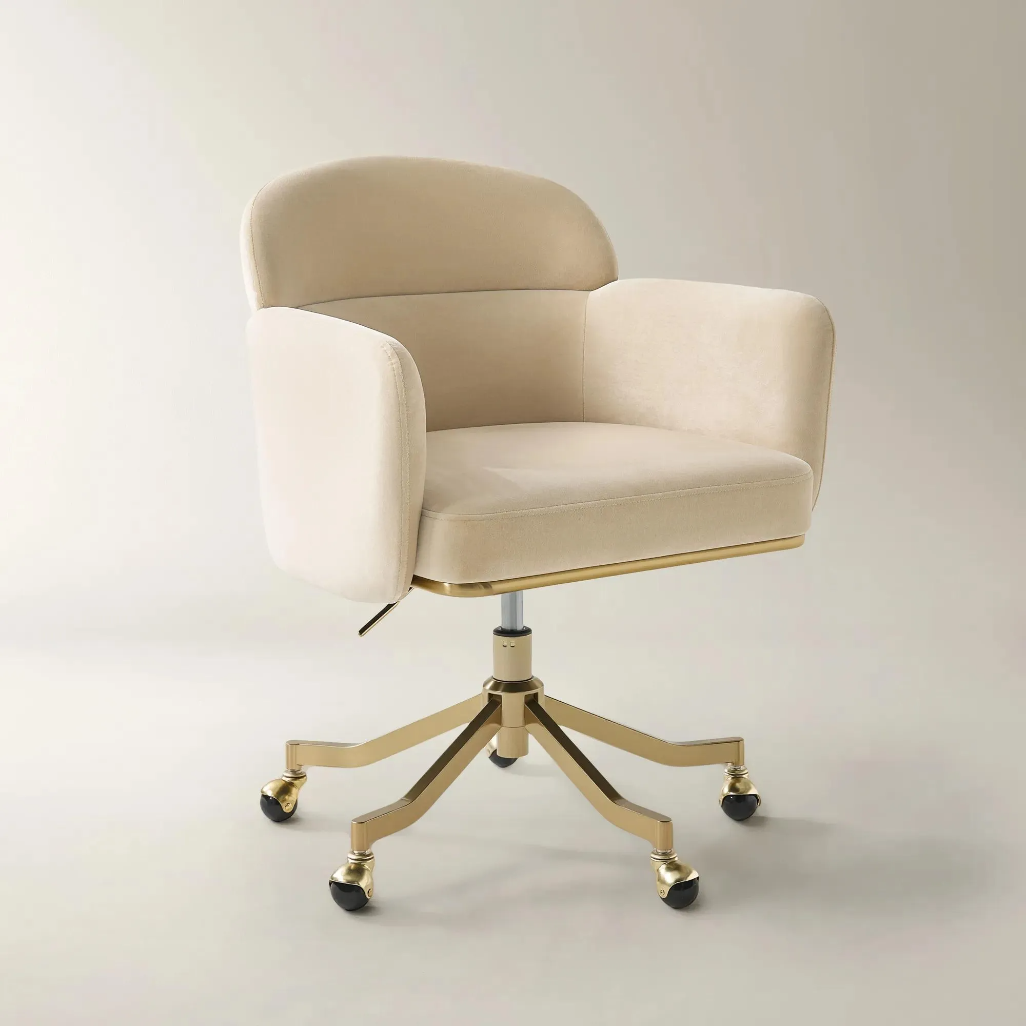 Desk Swivel Chair with Velvet Upholstery and Adjustable Height