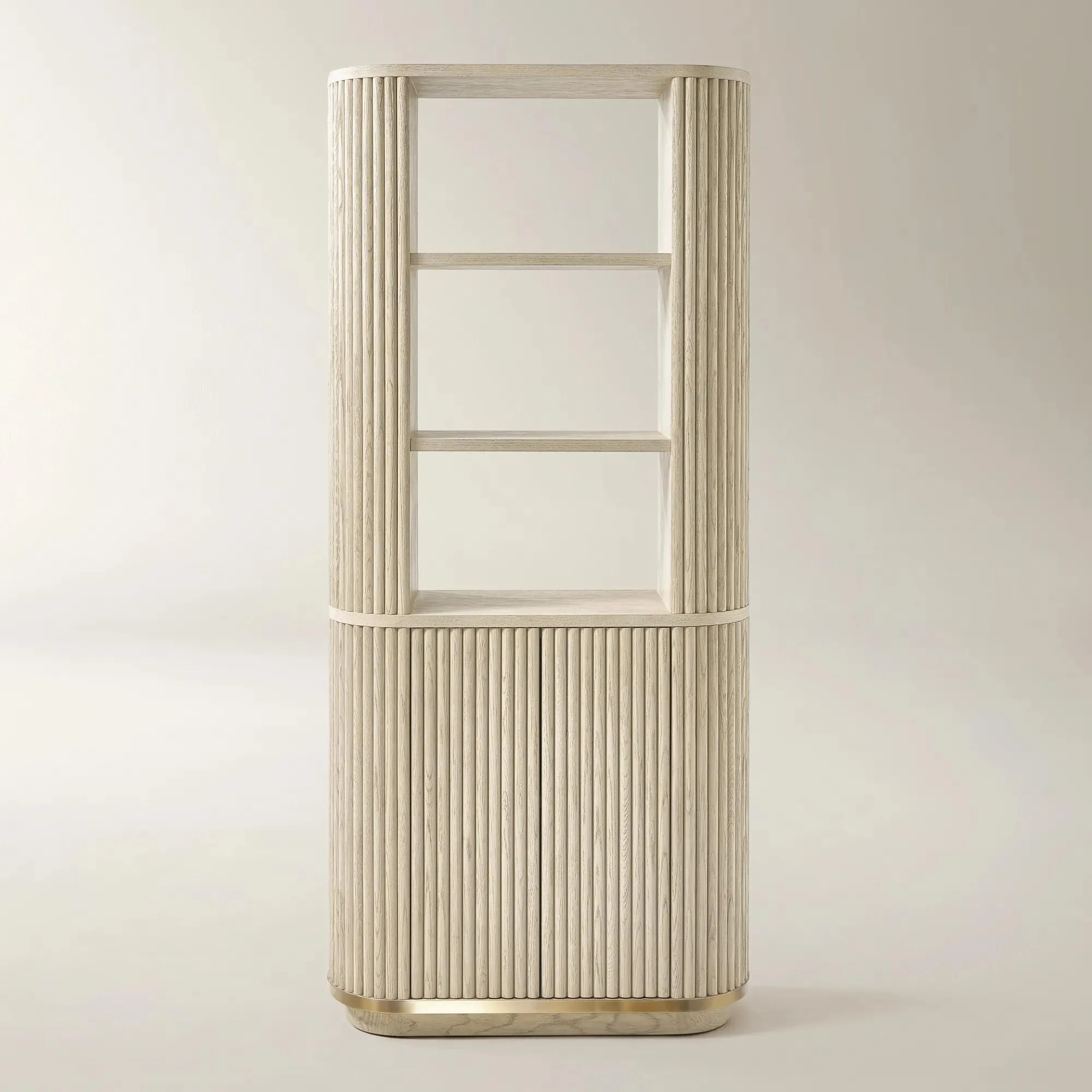 Bookcase with Open Shelves and Two Door Storage Cabinet