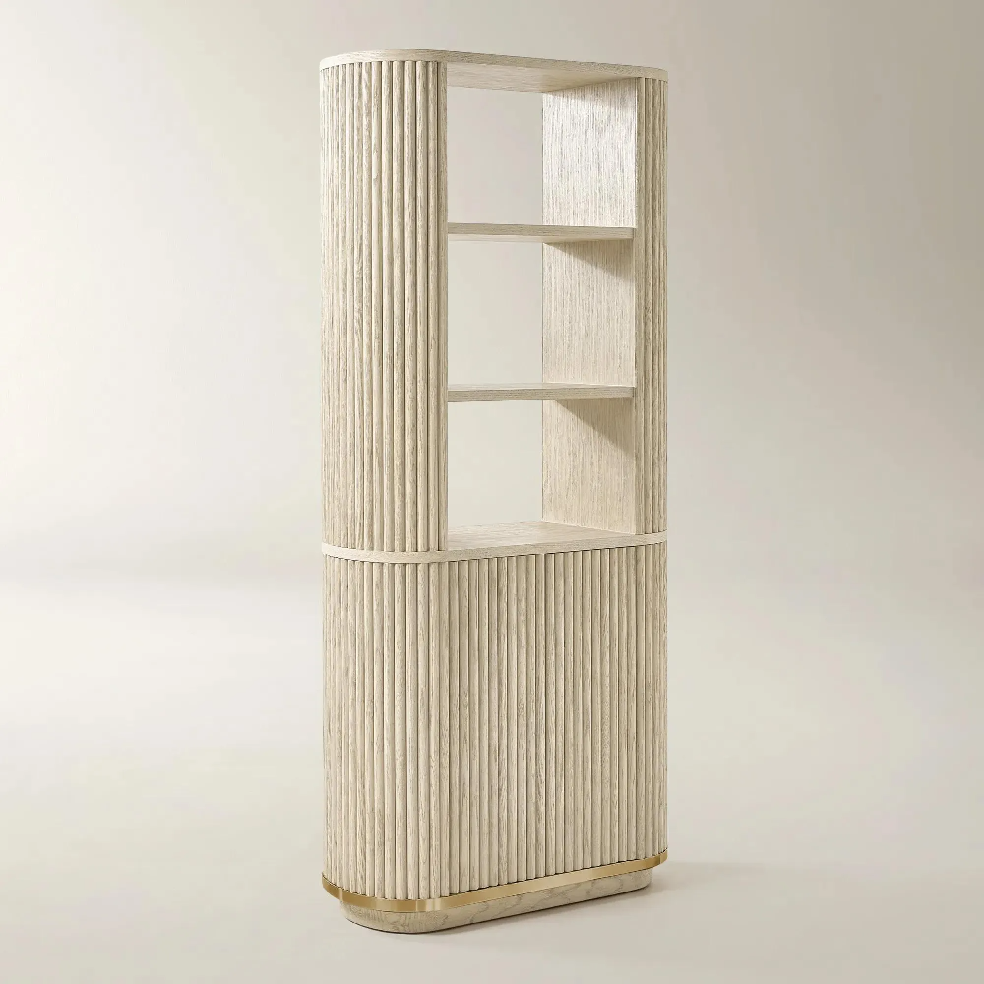 Bookcase with Open Shelves and Two Door Storage Cabinet