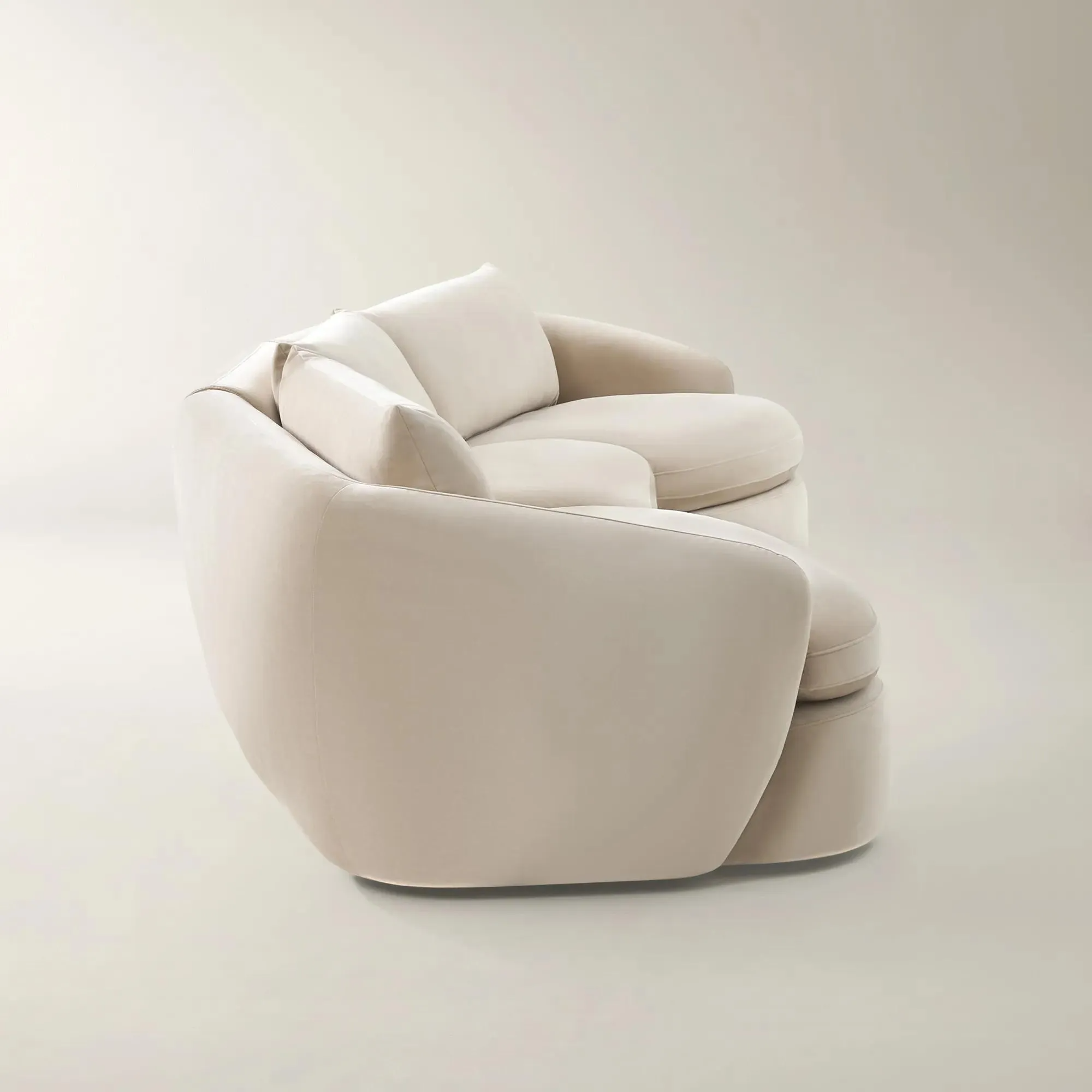 Curved Velvet Sectional Sofa with Feather Blend Cushions