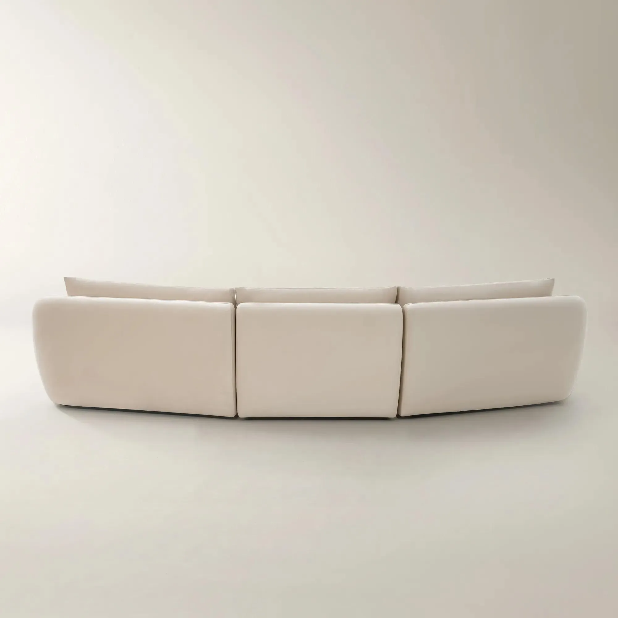 Curved Velvet Sectional Sofa with Feather Blend Cushions