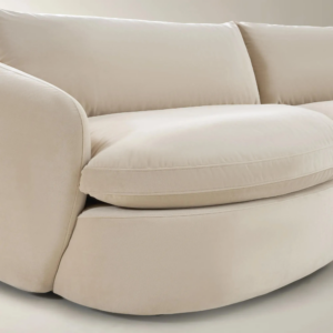 Curved Velvet Sectional Sofa with Feather Blend Cushions