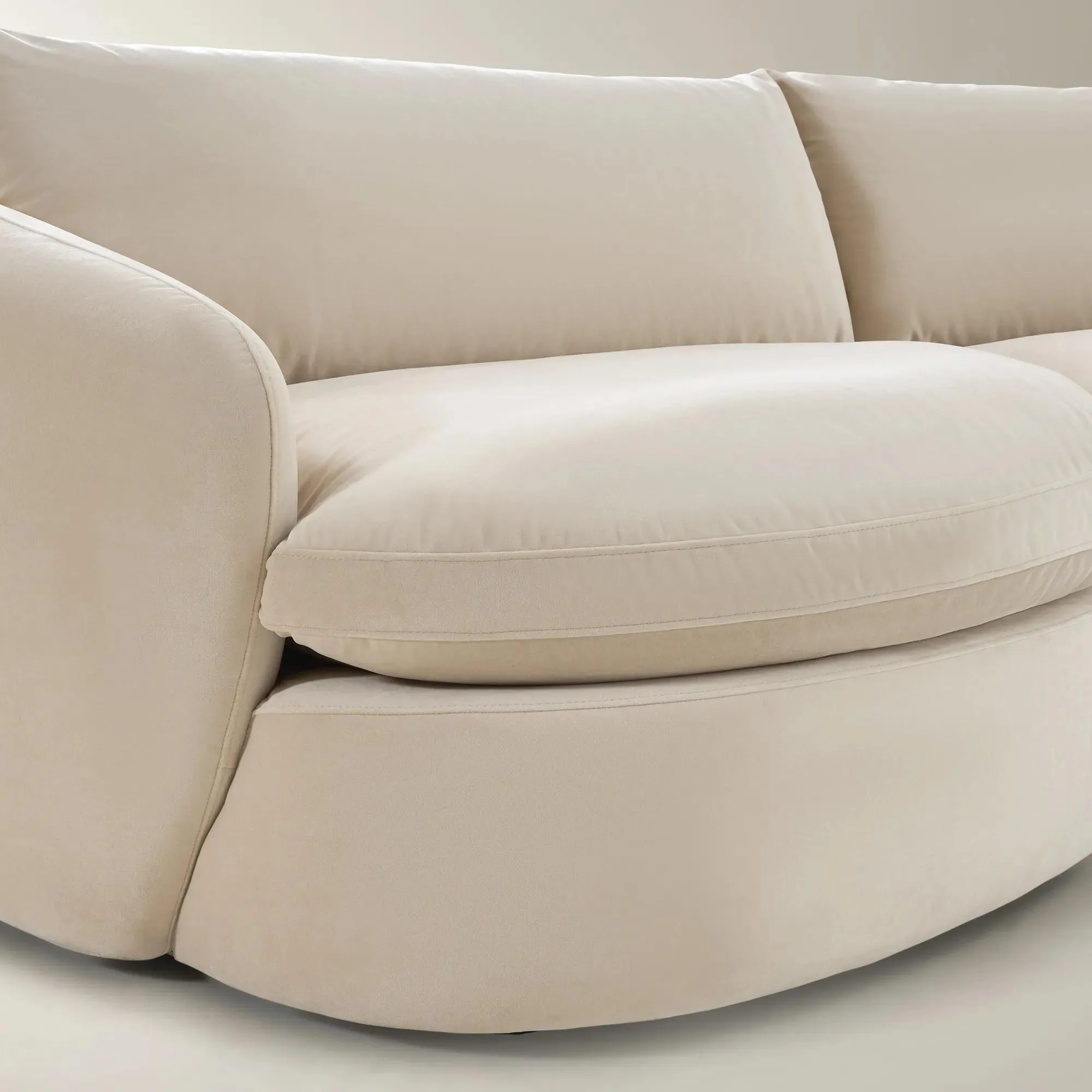 Curved Velvet Sectional Sofa with Feather Blend Cushions