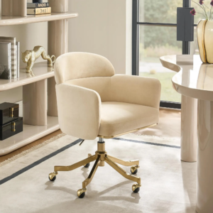 Desk Swivel Chair with Velvet Upholstery and Adjustable Height