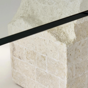 Dining Table with Tempered Glass Top and Mactan Stone Base
