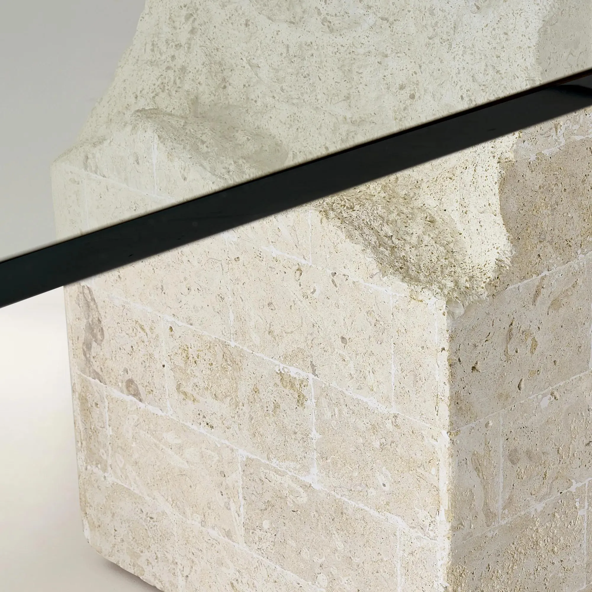 Dining Table with Tempered Glass Top and Mactan Stone Base
