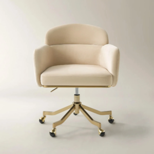 Desk Swivel Chair with Velvet Upholstery and Adjustable Height