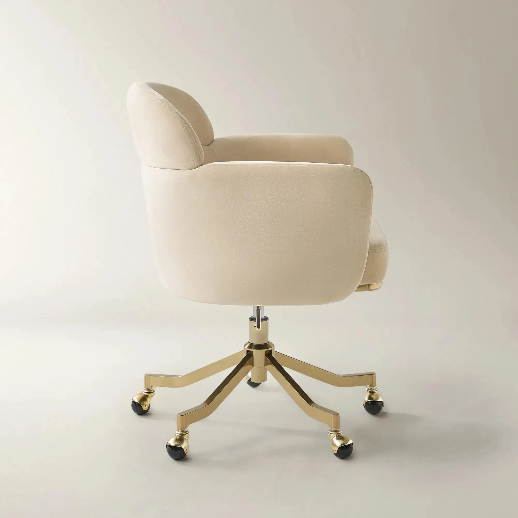Desk Swivel Chair with Velvet Upholstery and Adjustable Height