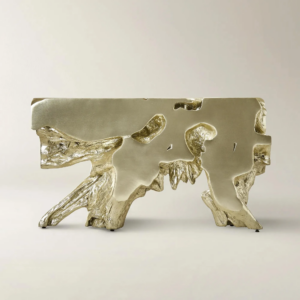 Resin Console Table with Cast Root Design and Gold Leaf Finish