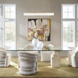 Dining Table with Tempered Glass Top and Mactan Stone Base