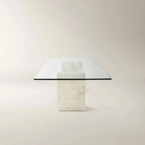 Dining Table with Tempered Glass Top and Mactan Stone Base