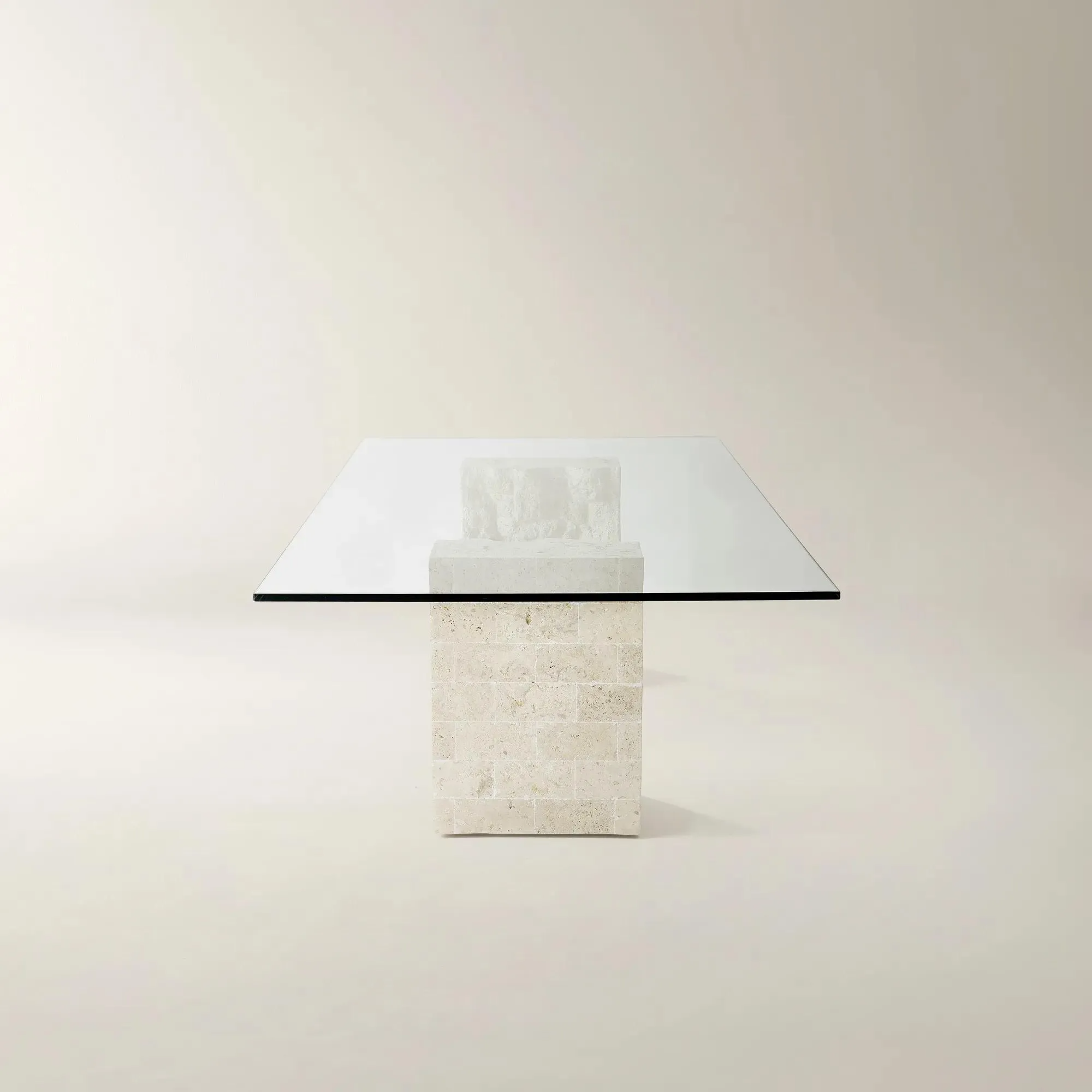 Dining Table with Tempered Glass Top and Mactan Stone Base
