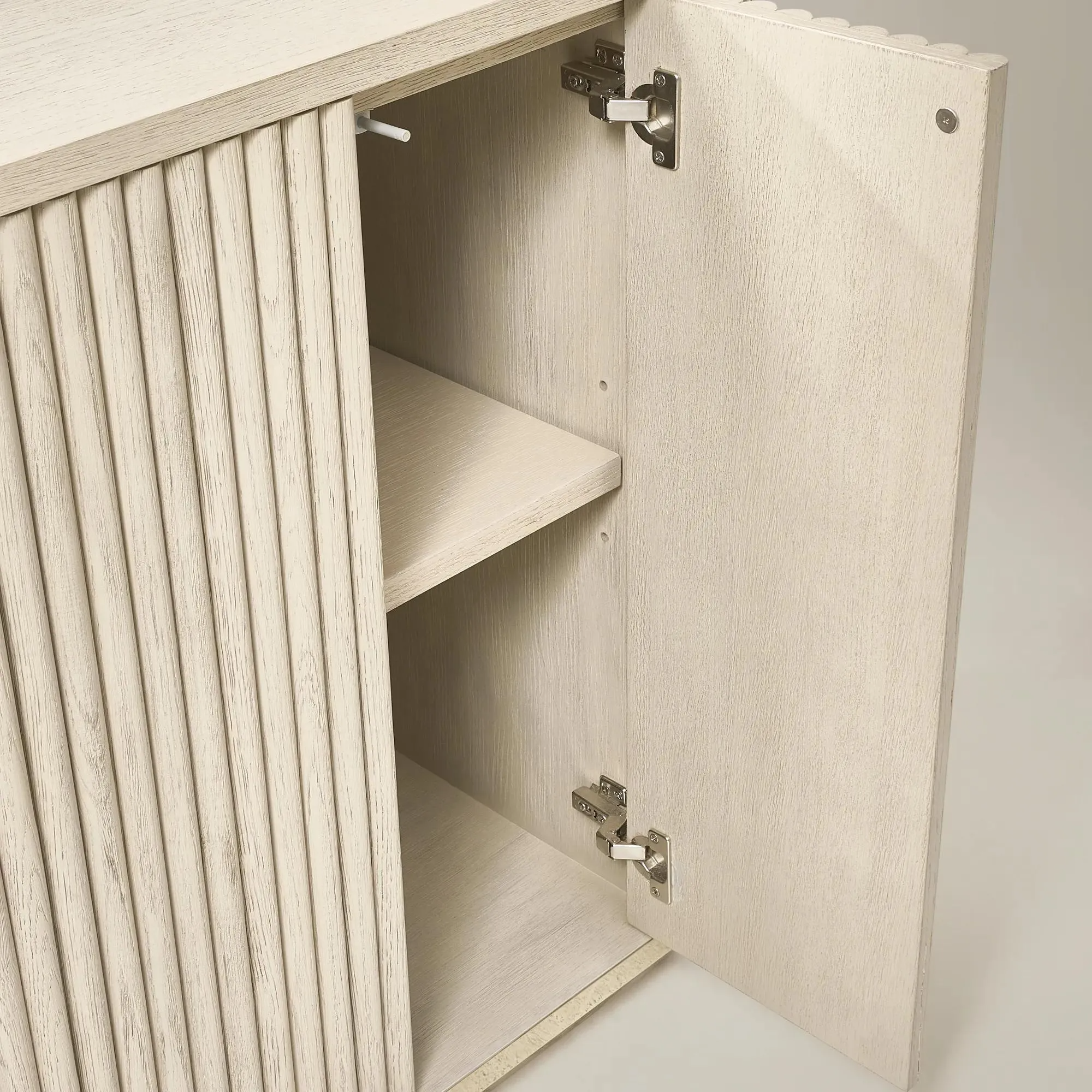 Buffet Cabinet with Reeded Oak and Adjustable Shelves