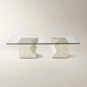 Dining Table with Tempered Glass Top and Mactan Stone Base